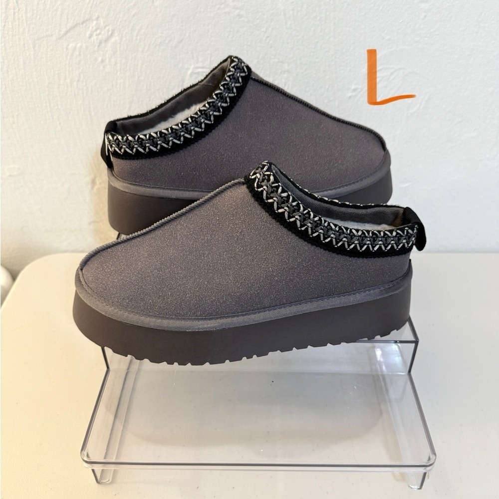French Connection Charcoal Slip-On Shoes with Black Detailing